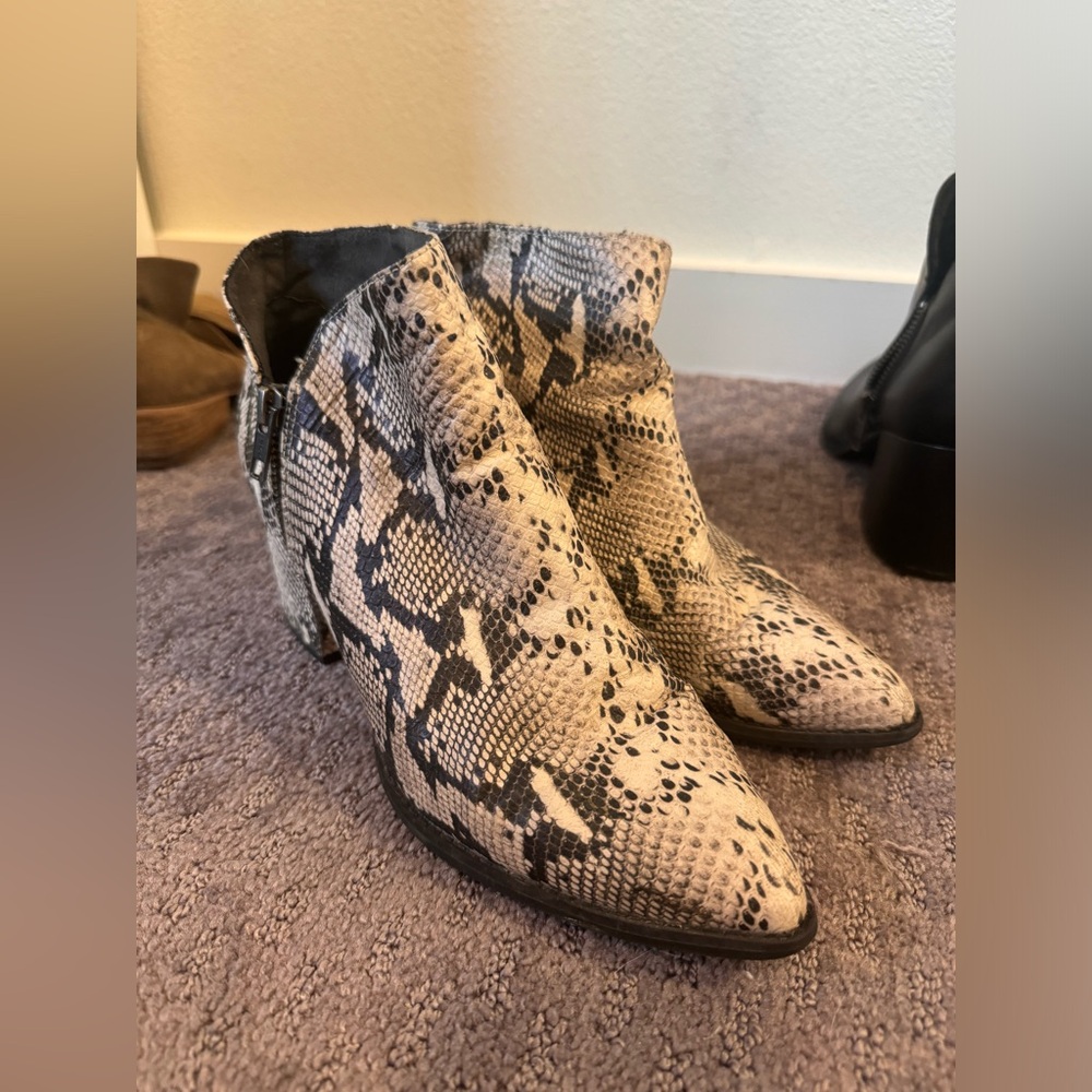 Seychelles snakeskin booties